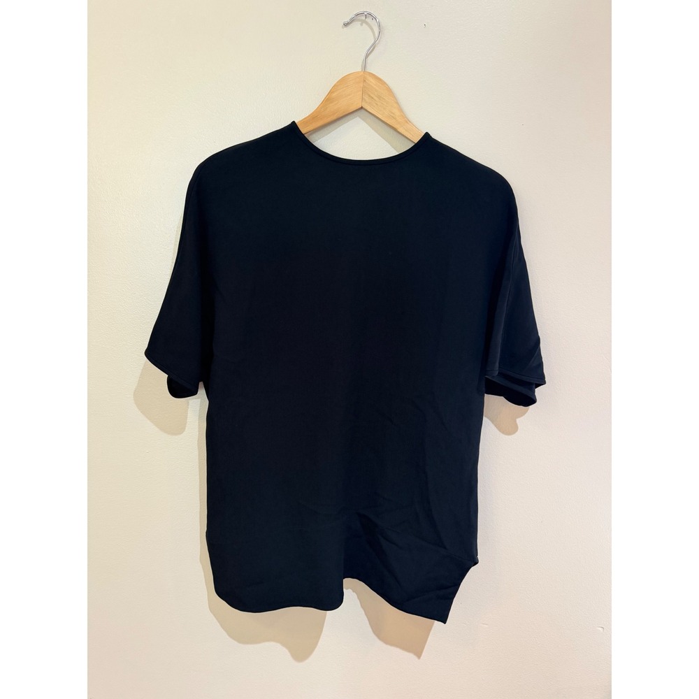 Derek Lam New York Black Draped Wrap Front Blouse Italian Fabric Size 6